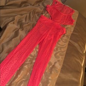 Pink mesh jumpsuit- medium